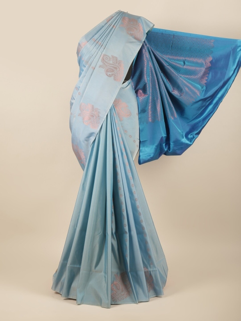 

Pothys Blue & Gold-Toned Ethnic Motifs Art Silk Saree