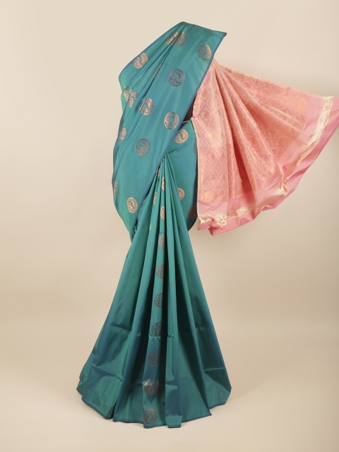 

Pothys Teal & Pink Ethnic Motifs Zari Art Silk Saree