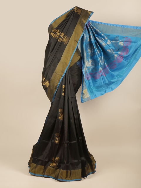 

Pothys Black & Gold-Toned Woven Design Zari Art Silk Saree