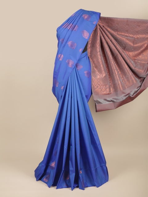 

Pothys Blue & Copper-Toned Woven Design Zari Art Silk Saree