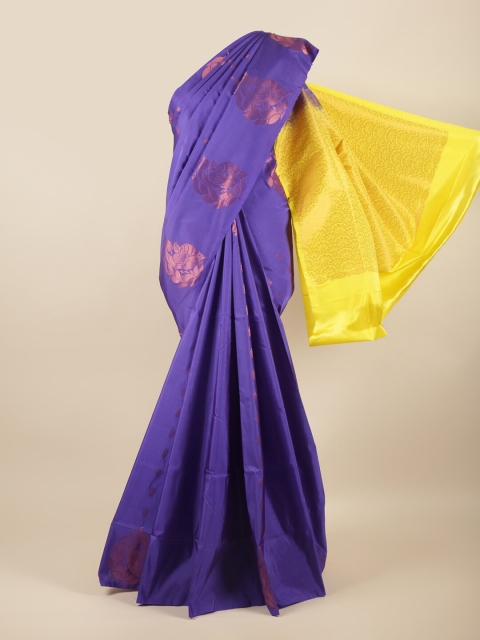 

Pothys Navy Blue & Gold-Toned Woven Design Zari Art Silk Saree
