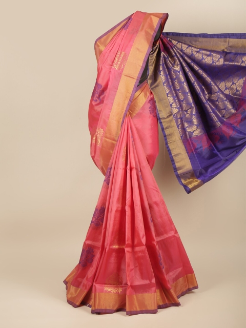 

Pothys Pink & Purple Ethnic Motifs Zari Art Silk Saree