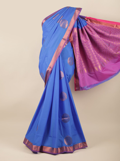 

Pothys Blue & Magenta Woven Design Zari Art Silk Saree