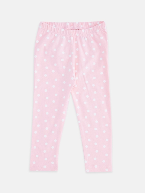 

Pantaloons Baby Girls Pink & White Printed Pure Cotton Leggings