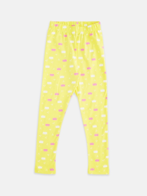 

Pantaloons Junior Girls Yellow & White Printed Leggings