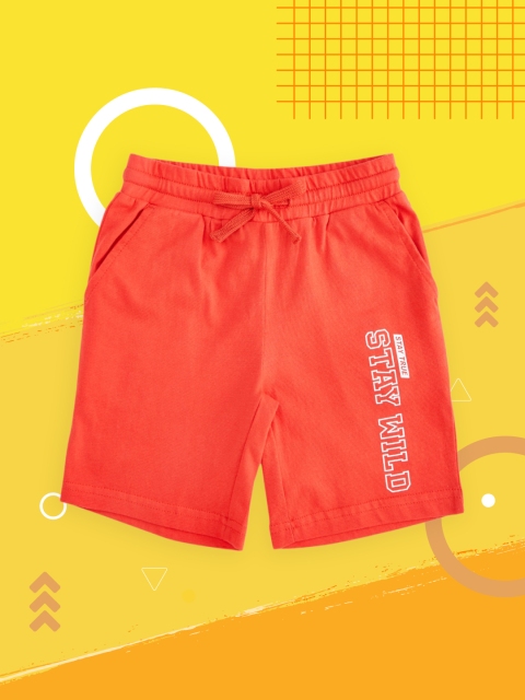 

Pantaloons Junior Boys Red Solid Cotton Regular Shorts