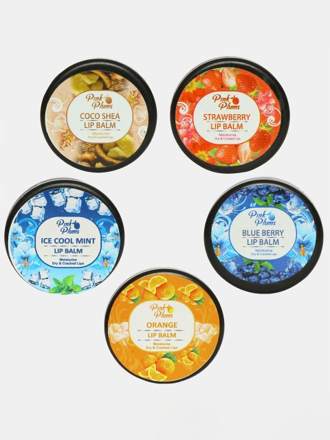 

Pink Plums Set of 5 Lip Balms - 10 ml each, Multi