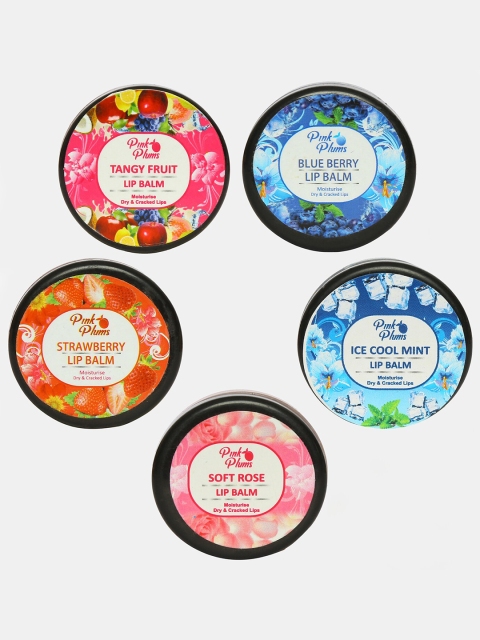 

Pink Plums Set of 5 Lip Balms - 10 ml each, Multi