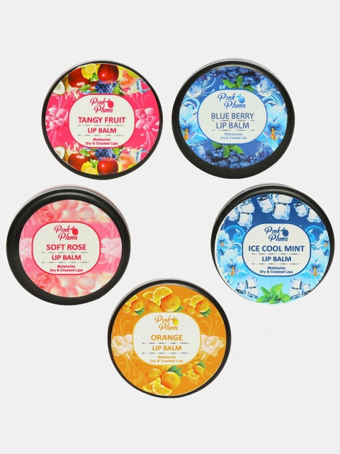 

Pink Plums Set of 5 Lip Balms - 10 ml each, Multi