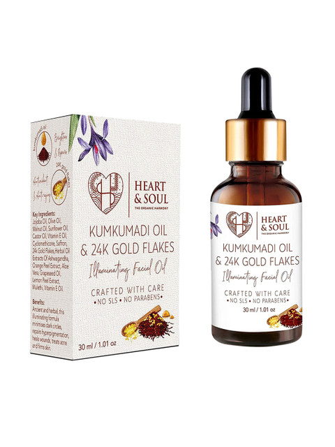 

HEART AND SOUL Kumkumadi Oil & 24K Gold Flakes Night Face Serum 30 ML, White