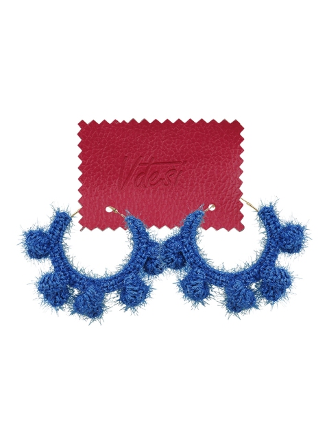 

Vdesi Women Blue Crochet Circular Hoop Earrings