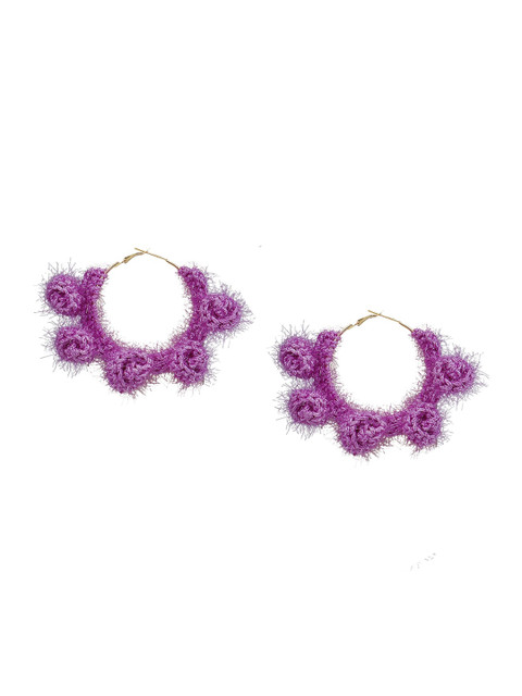 

Vdesi Purple Crochet Circular Hoop Earrings