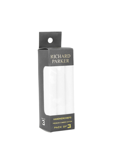 

RICHARD PARKER by Pantaloons Men Pack of 3 Pure Cotton Solid Handkerchiefs, Off white