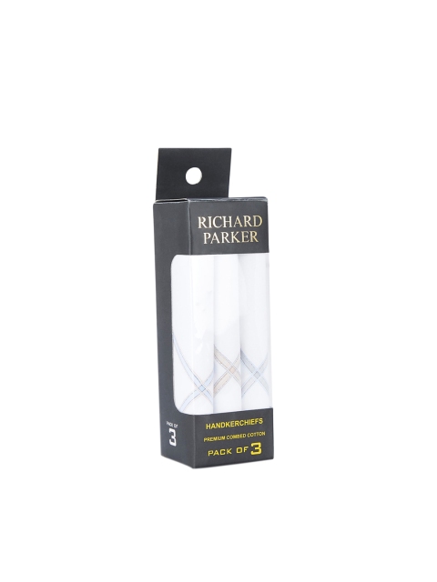 

RICHARD PARKER by Pantaloons White Set Of 3 Solid Handkerchief