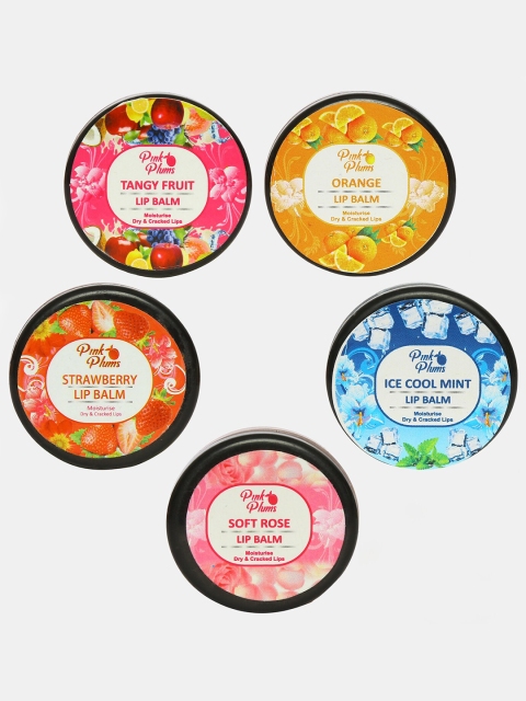

Pink Plums Set of 5 Lip Balms - 10 ml each, Multi