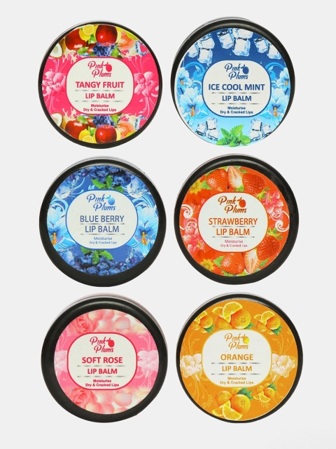 

Pink Plums Set of 6 Lip Balms - 10 ml each, Multi