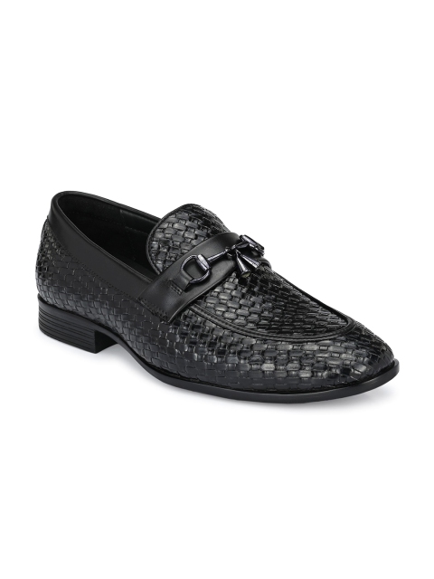 

Harrytech London Men Black Textured Formal Slip-On Shoes
