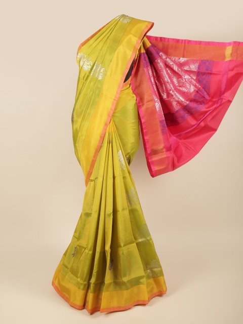 

Pothys Green & Pink Ethnic Motifs Zari Pure Silk Saree