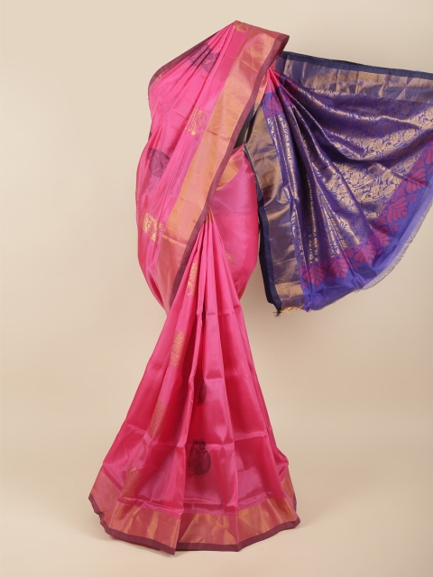 

Pothys Pink & Purple Ethnic Motifs Zari Pure Silk Saree