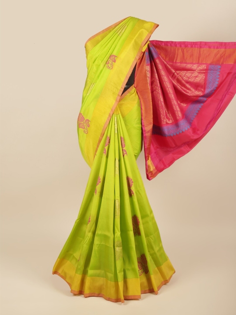 

Pothys Green & Pink Ethnic Motifs Pure Silk Saree