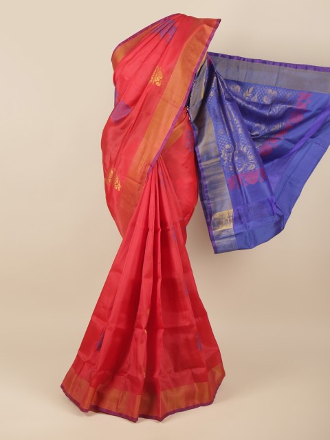 

Pothys Red & Blue Ethnic Motifs Zari Pure Silk Saree