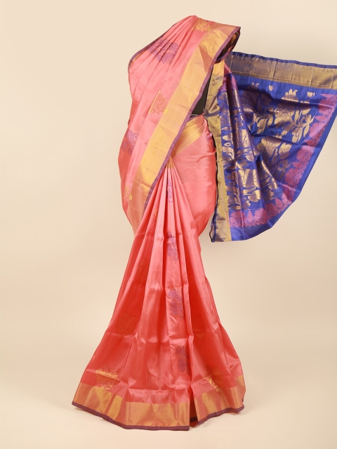 

Pothys Pink & Purple Woven Design Zari Pure Silk Saree