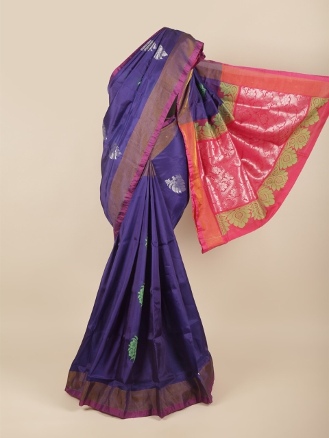 

Pothys Violet & Pink Ethnic Motifs Zari Pure Silk Saree