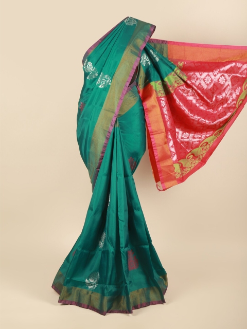 

Pothys Green & Pink Ethnic Motifs Zari Pure Silk Saree