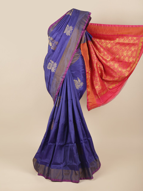 

Pothys Blue & Pink Woven Design Zari Pure Silk Saree