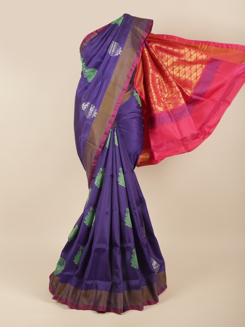 

Pothys Blue & Fuchsia Ethnic Motifs Zari Pure Silk Saree