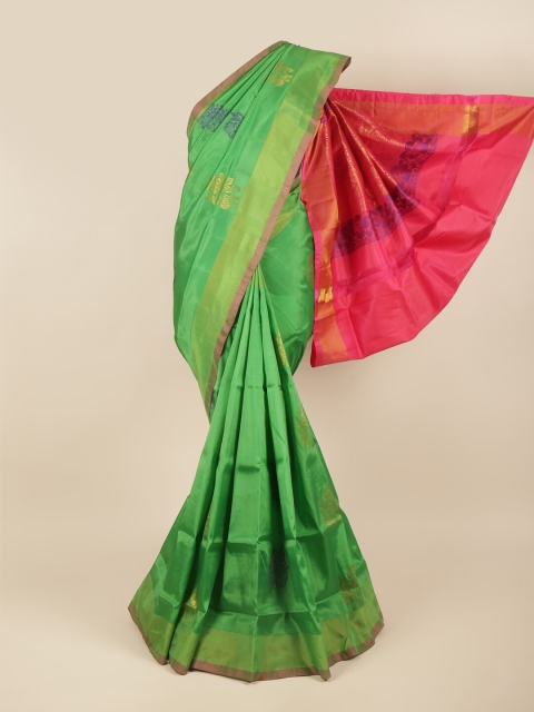 

Pothys Green & Magenta Floral Pure Silk Saree