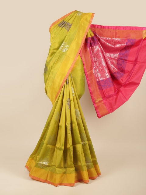 

Pothys Green & Purple Ethnic Motifs Zari Pure Silk Saree
