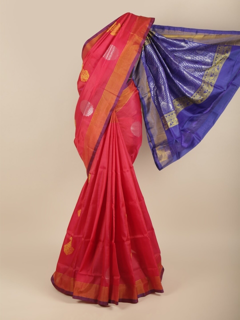 

Pothys Red & Blue Ethnic Motifs Zari Pure Silk Saree
