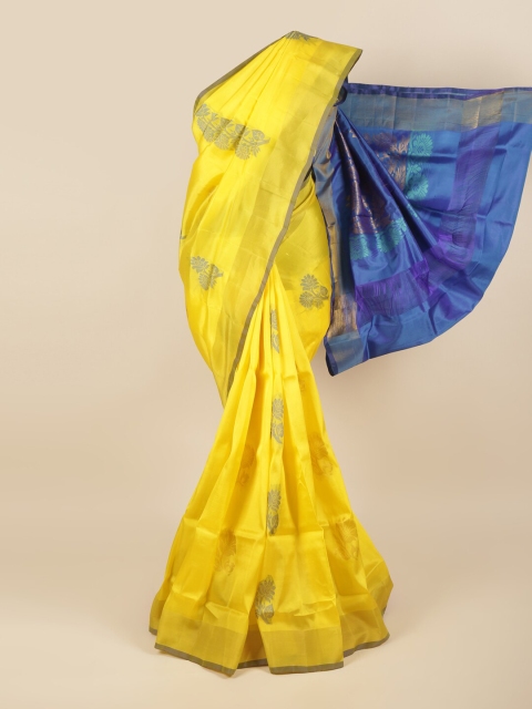 

Pothys Yellow & Blue Woven Design Art Silk Saree
