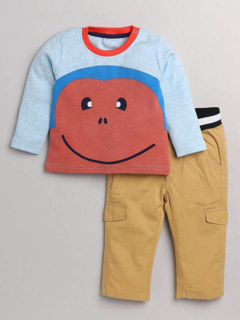 

TAMBOURINE Boys Blue & Beige Printed T-shirt with Trousers