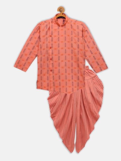 

MAXENCE Boys Peach-Coloured Angrakha Kurta with Dhoti Pants
