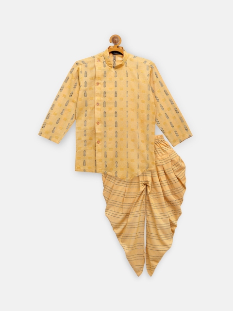 

MAXENCE Boys Yellow Ethnic Motifs Printed Kurta with Dhoti Pants