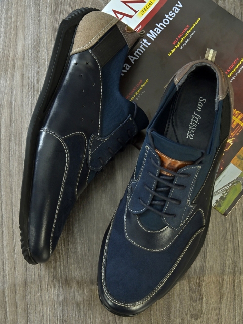 

San Frissco Men Blue Solid Lightweight Faux Leather Sneakers