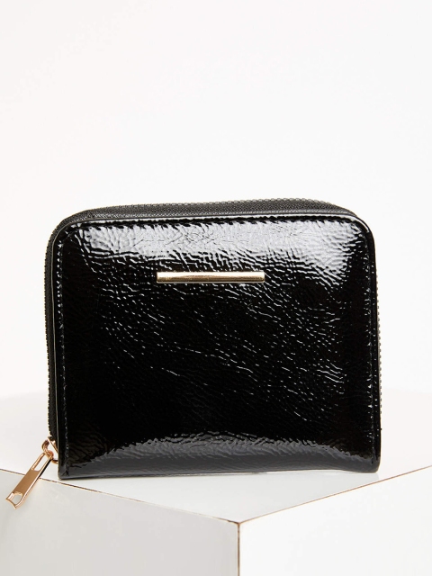 

DeFacto Women Black Solid Zip Around Wallet with Glossy Finish