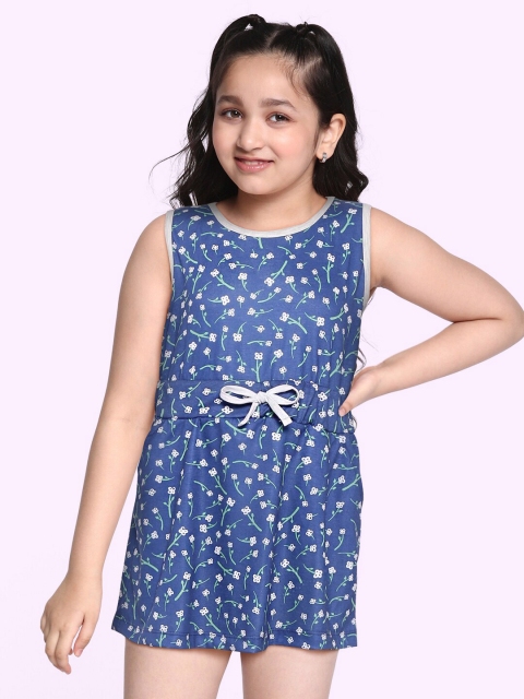 

GAME BEGINS Girls Blue & White Floral Print Fit & Flare Dress