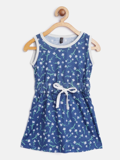 

GAME BEGINS Girls Blue & White Floral Print Fit & Flare Dress