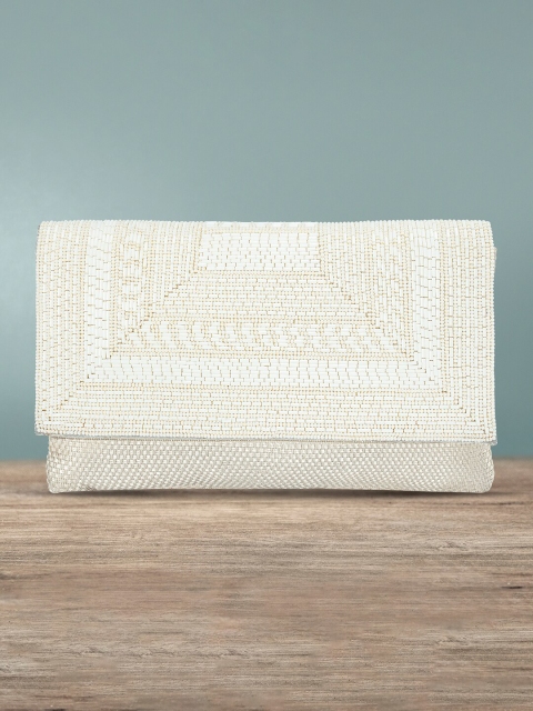 

Peora White Embroidered Purse Clutch