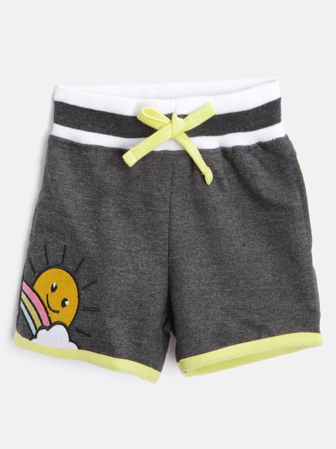 

GAME BEGINS Girls Charcoal Grey Cotton Applique Detail Shorts