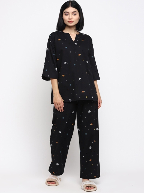 

Shopbloom Women Black Printed Night Suit