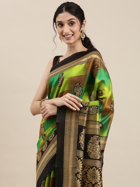

KALINI Women Green & Black Paisley Saree