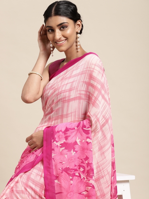 

KALINI Pink Poly Georgette Casual Saree