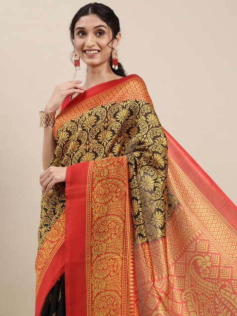 

KALINI Women Black & Red Paisley Saree