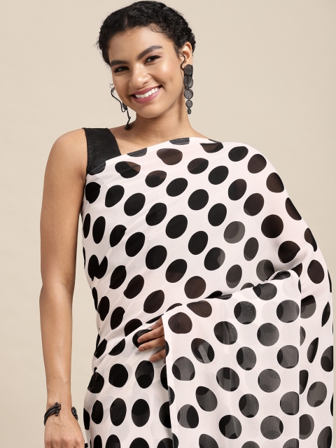 

KALINI White & Black Printed Saree