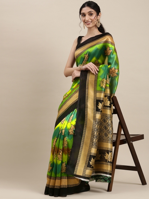 

KALINI Green & Beige Ethnic Motifs Saree