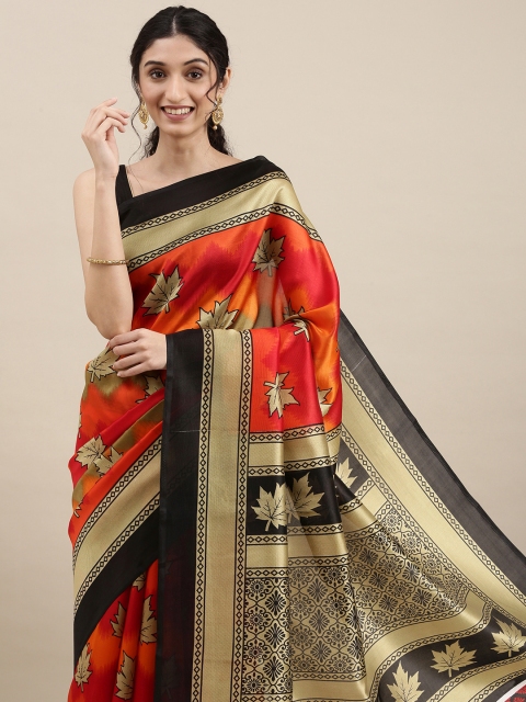 

KALINI Women Orange & Black Ethnic Motifs Saree
